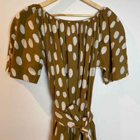 Mara Hoffman | Small | Cream Green Polka Dot Tie Dress - Picture 1 of 10